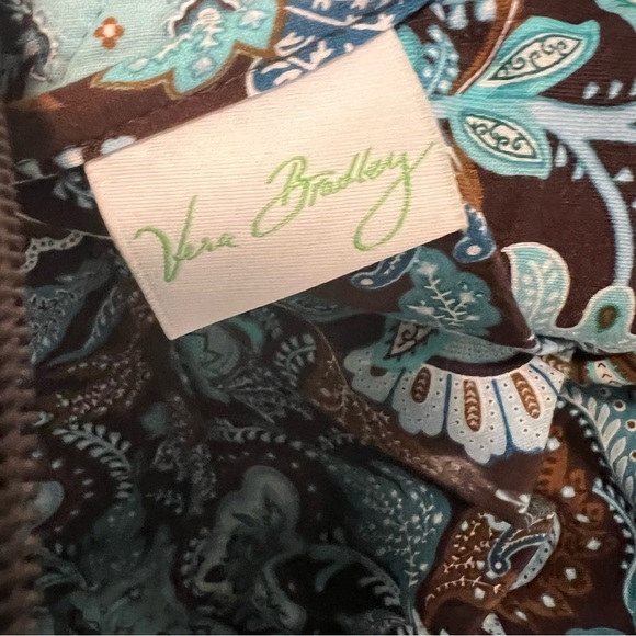 Vintage VERA BRADLEY Java Blue 2006 Small Bowler Bag Brown Floral Y2K Handbag - Picture 12 of 13
